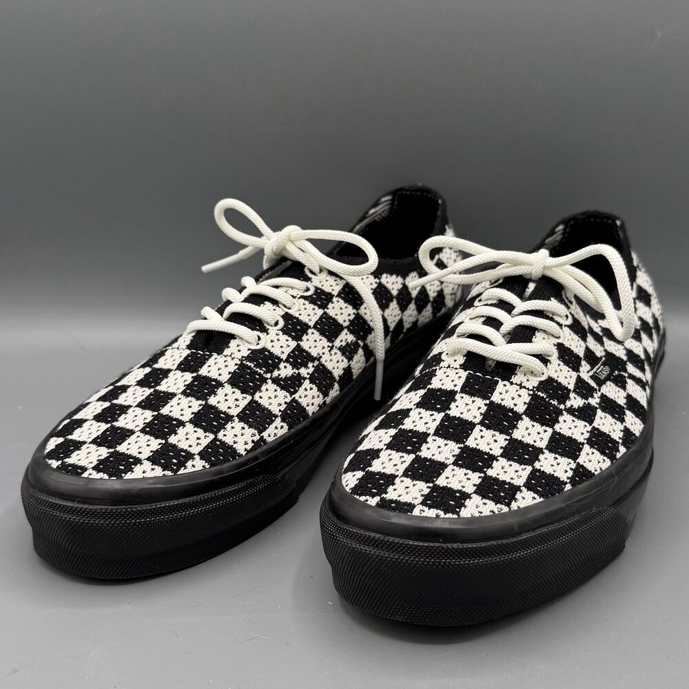 Vans Premium Authentic 44 Sneakers Engineered Knit Punk Check Black White Mens 9